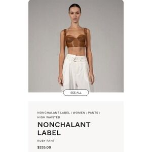 NWT NONCHALANT LABEL‎ Ruby Pant White High Waisted Wide Leg Trousers Size M $335